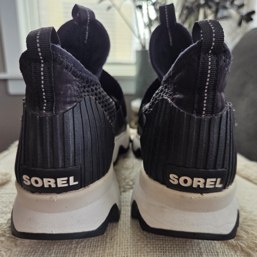 Sorel Black and White Athletic Slip-On Sneakers